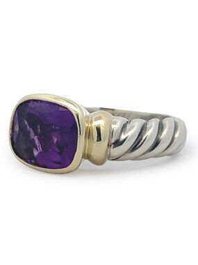 Sterling Silver & 14ky Gold David Yurman Noblesse Amethyst Ring
